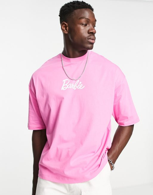 ASOS DESIGN oversized t shirt with Barbie Ken print in pink