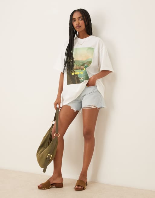 ASOS DESIGN oversized T-shirt with beach club graphic