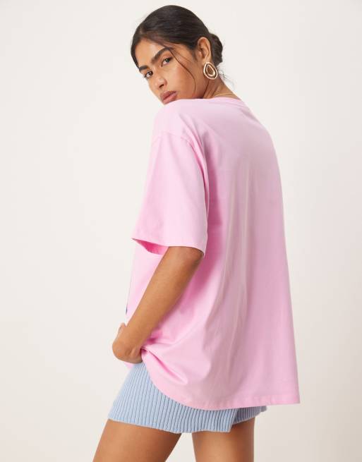 ASOS DESIGN oversized t-shirt with beach shell graphic in washed pink