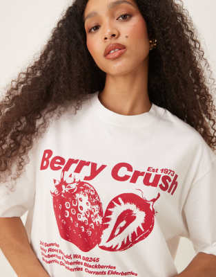 Asos Design Oversized T-shirt With Berry Crush Graphic