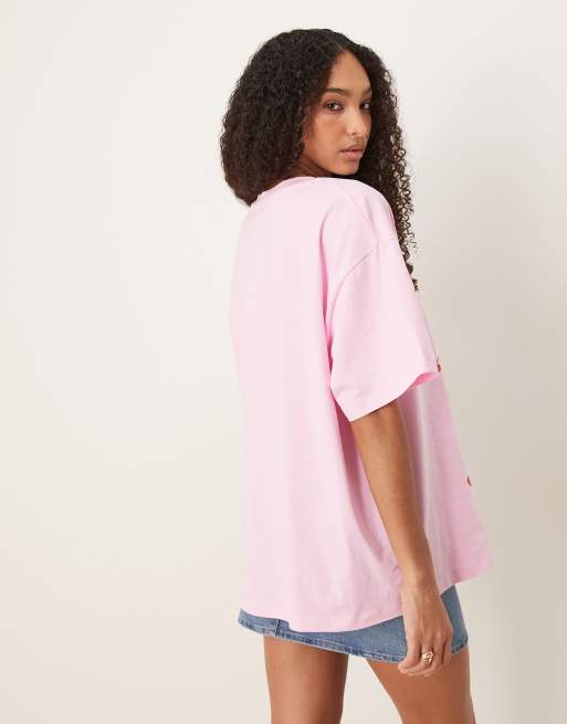 ASOS DESIGN oversized t-shirt with berry graphic in pink