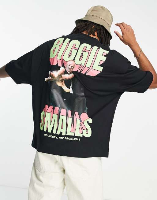 ASOS DESIGN oversized t-shirt with biggie smalls money print in black ...