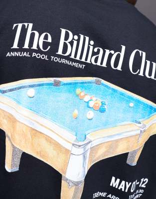 Asos Design Oversized T-shirt With Billiard Graphic In Black