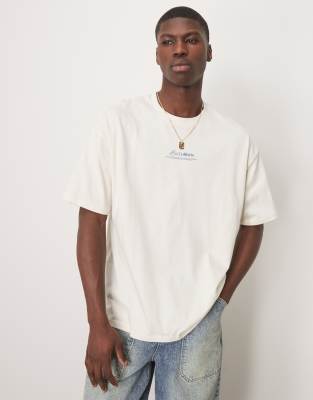 Asos Design Oversized T-shirt With Bird Back Print In White