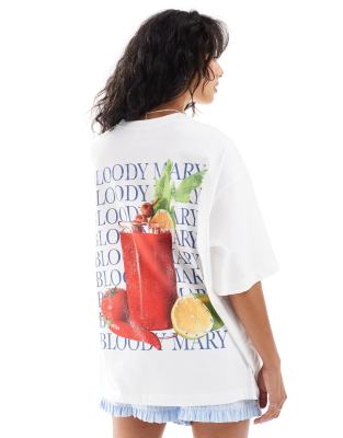 Shop ASOS DESIGN oversized t shirt with bloody mary graphic in white Online – Trendy & Affordable Fashion