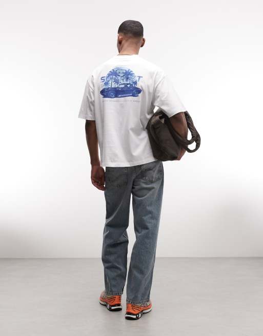 ASOS DESIGN oversized t-shirt with blue car graphic in white, 2 of 5