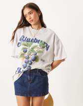 ASOS DESIGN oversized t-shirt with pink floral puff print in washed charcoal