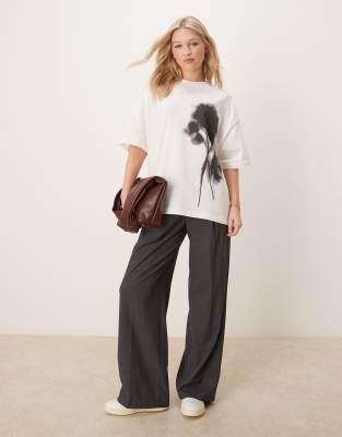 Asos Design Oversized T-shirt With Blurred Floral Graphic In White
