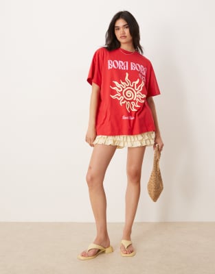 Asos Design Oversized T-shirt With Bora Bora Graphic