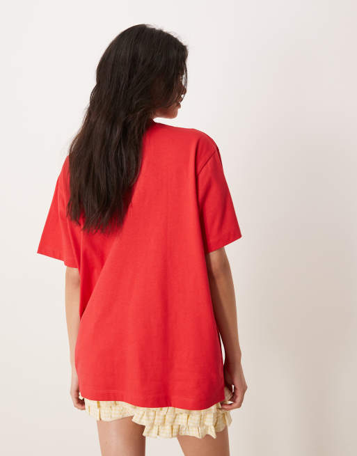 ASOS DESIGN oversized T-shirt with bora bora graphic in red