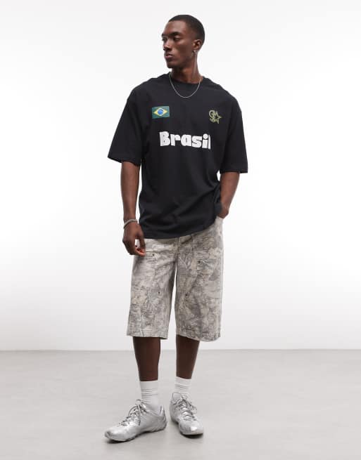 ASOS DESIGN oversized t-shirt with Brasil football graphic in black, 2 of 5
