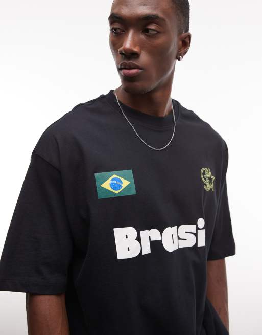 ASOS DESIGN oversized t-shirt with Brasil football graphic in black, 3 of 5