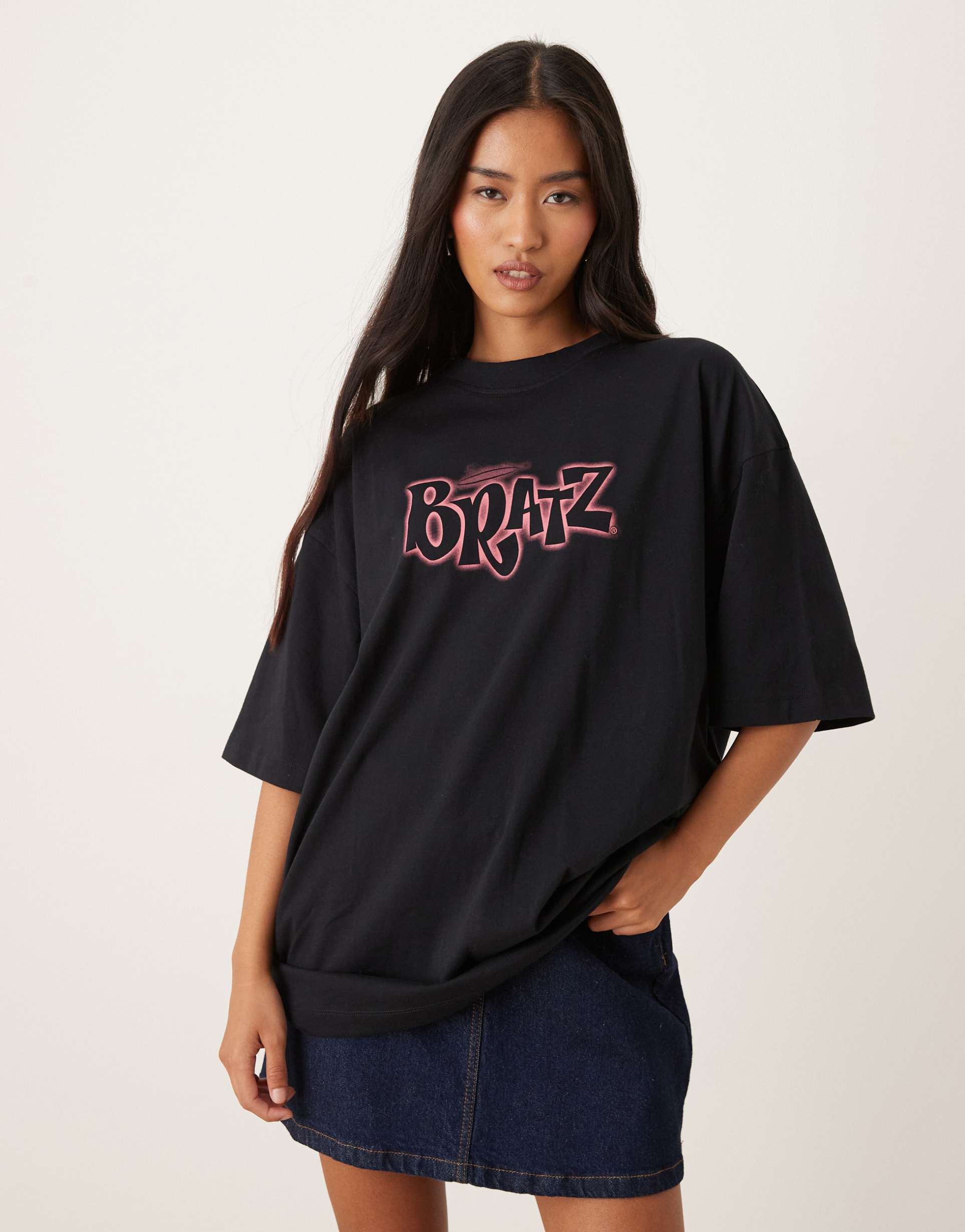 asos design oversized t-shirt with bratz print in black