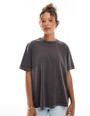 Asos Design Oversized T-shirt With Broderie Back Detail