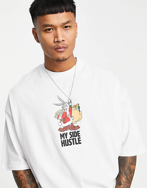 ASOS DESIGN oversized T-shirt with Bugs Bunny print in white | ASOS