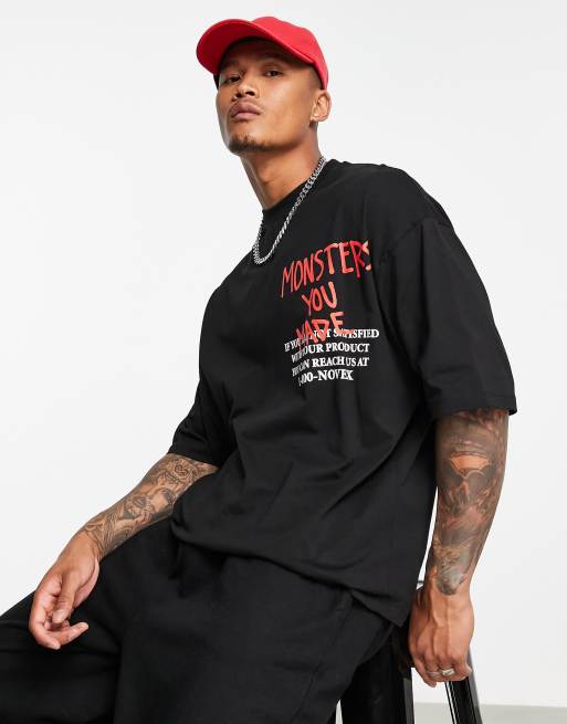 ASOS DESIGN oversized t-shirt with Burna Boy print in black | ASOS