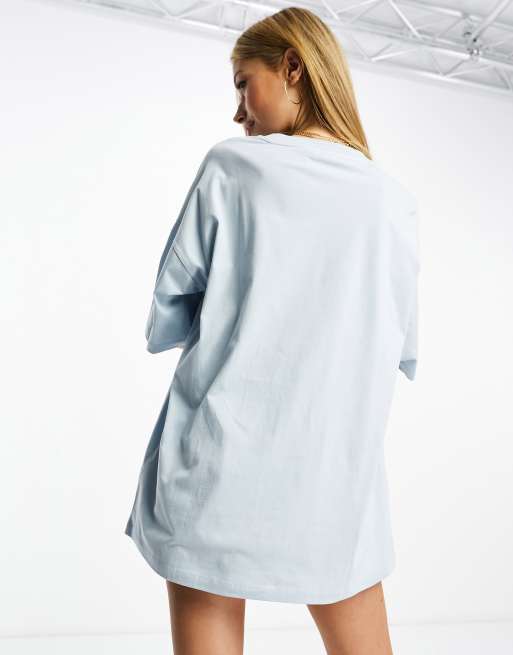 ASOS DESIGN oversized t-shirt with butterfly graphic in soft blue