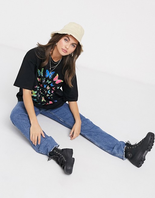 ASOS DESIGN oversized t-shirt with butterfly spiral print
