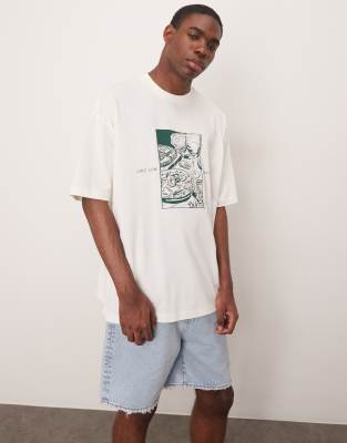 Asos Design Oversized T-shirt With Cafe Graphic
