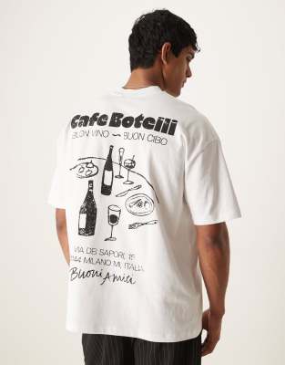 Asos Design Oversized T-shirt With Cafe Graphic