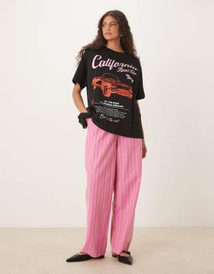 Shop Asos Design Oversized T-shirt With California Car Graphic In Black