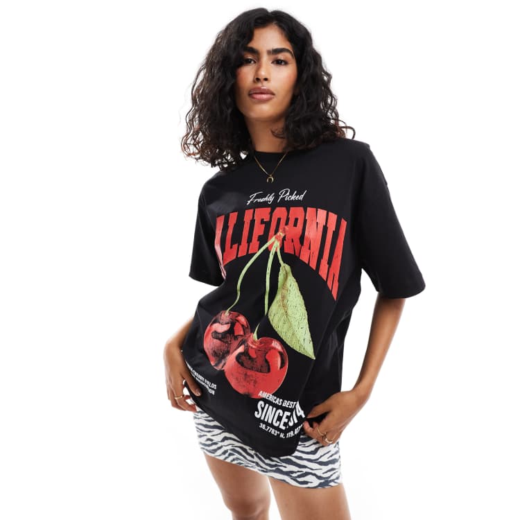 ASOS DESIGN oversized t-shirt with california cherry graphic