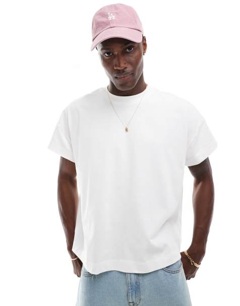 ASOS DESIGN oversized t-shirt with cap sleeve in white - view 1