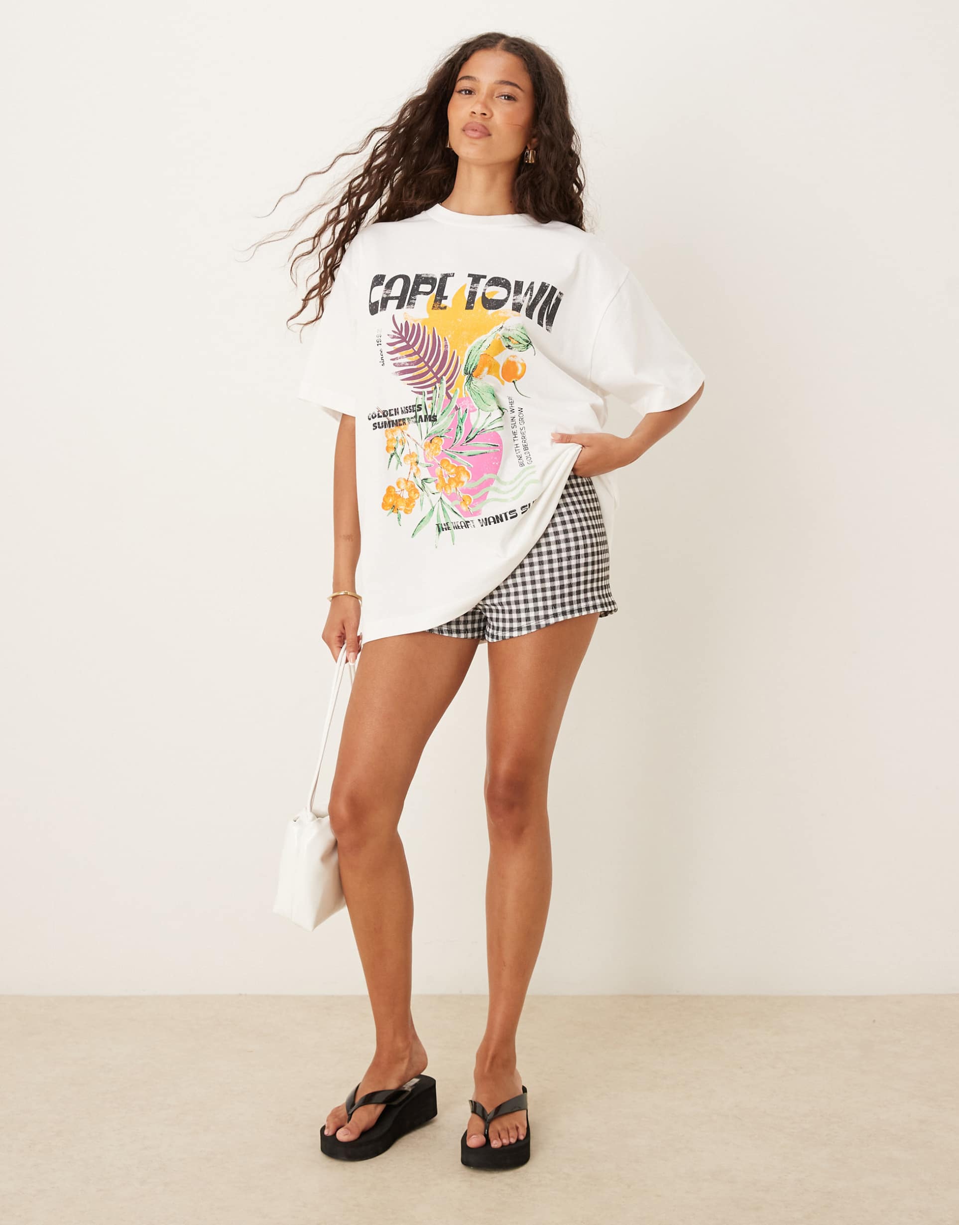 asos design oversized t-shirt with cape town graphic in cream