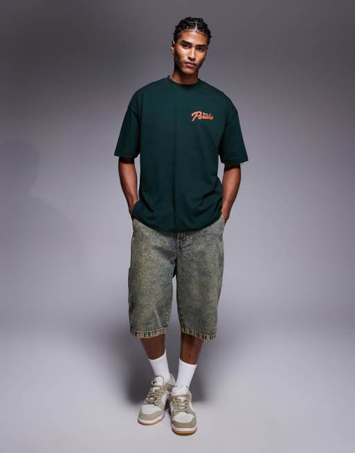 ASOS DESIGN oversized t-shirt with car graphic in dark green, 5 of 5