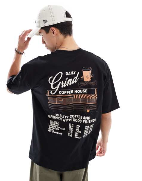 ASOS DESIGN oversized t-shirt with cartoon graphic in black - view 1