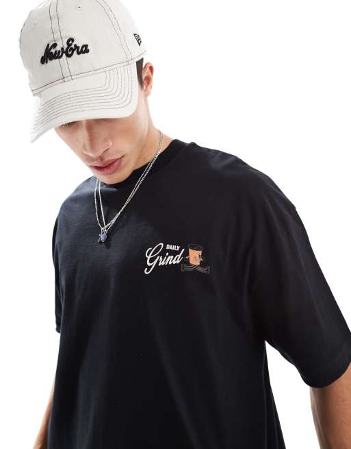 ASOS DESIGN oversized t-shirt with cartoon graphic in black