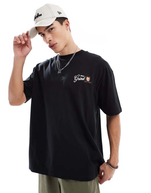 ASOS DESIGN oversized t-shirt with cartoon graphic in black