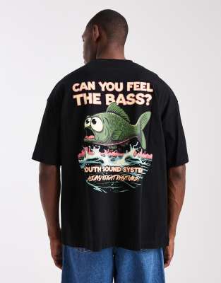 Asos Design Oversized T-shirt With Cartoon Graphic In Black