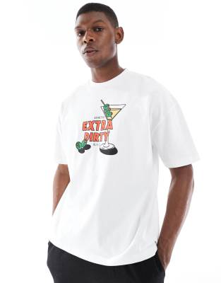 Asos Design Oversized T-shirt With Cartoon Graphic In White