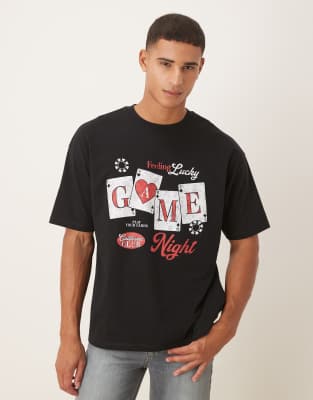 Asos Design Oversized T-shirt With Cartoon Print In Black