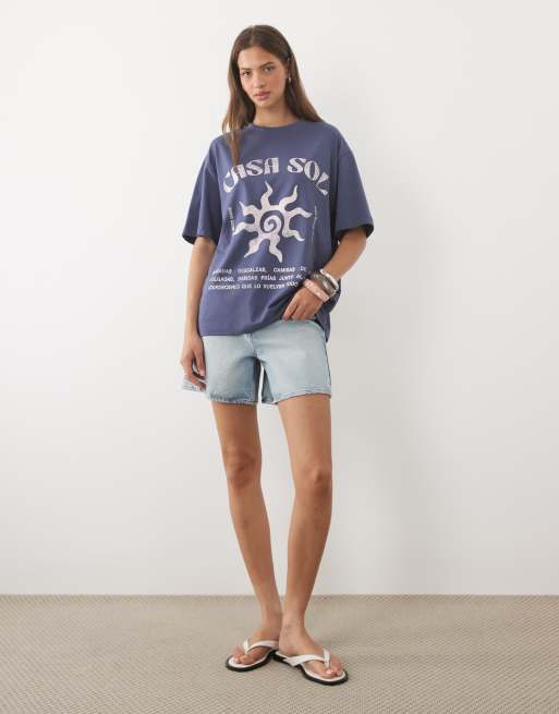 ASOS DESIGN oversized t-shirt with Casa Sol graphic in blue and pink, 3 of 4