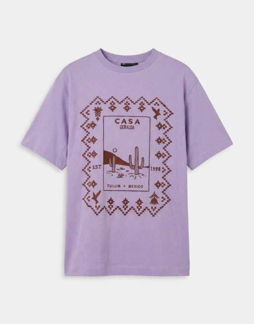 ASOS DESIGN oversized T-shirt with Case Geralda embroidery in lilac, 5 of 7