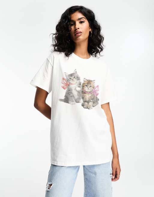 ASOS DESIGN oversized t-shirt with bra graphic print in white