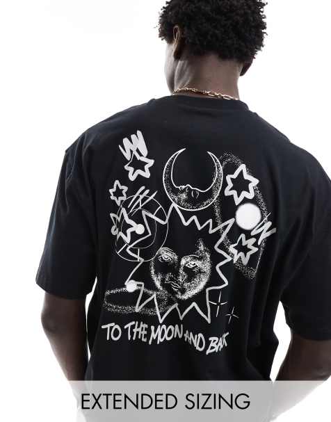 ASOS DESIGN oversized t-shirt with celestial back print in black - view 1