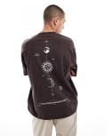 [ASOS DESIGN] ASOS DESIGN oversized t-shirt with celestial back print in dark brown S Java