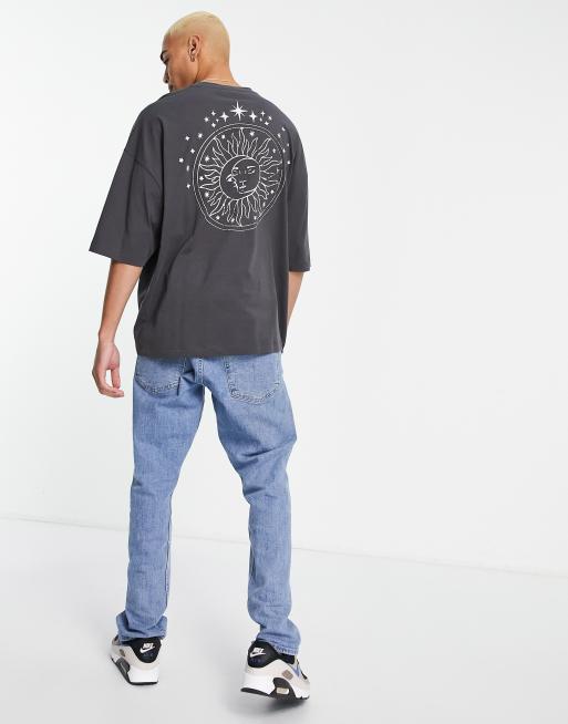 ASOS DESIGN oversized T-shirt with celestial back print in dark