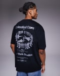 [ASOS DESIGN] ASOS DESIGN oversized t-shirt with celestial graphic in black L BLACK