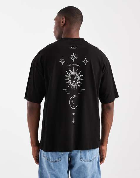 ASOS DESIGN oversized t-shirt with celestial graphic in black - view 1