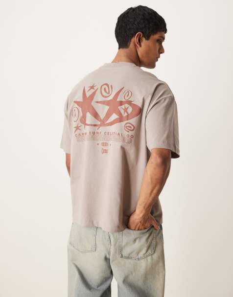 ASOS DESIGN oversized t-shirt with celestial graphic in brown - view 1