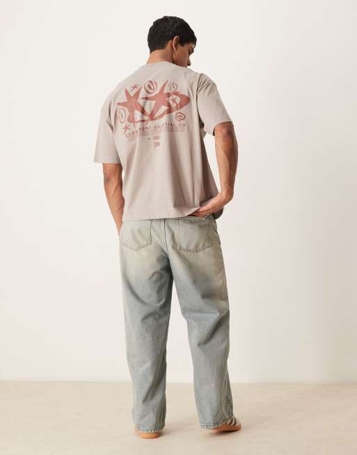 ASOS DESIGN oversized t-shirt with celestial graphic in brown, 3 of 4
