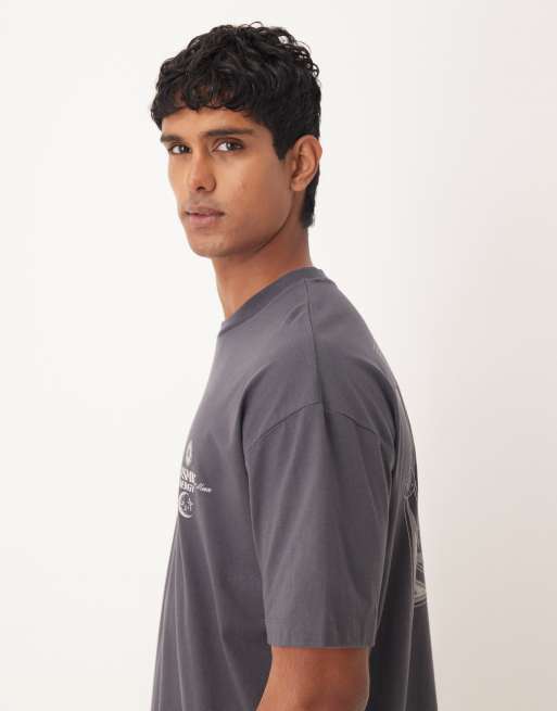 ASOS DESIGN oversized t-shirt with celestial graphic in charcoal, 4 of 5