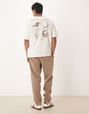 Asos Design Oversized T-shirt With Celestial Graphic In Neutral