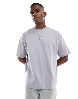 Asos Design Oversized T-shirt With Celestial Graphic In Gray