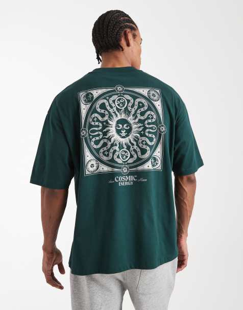 ASOS DESIGN oversized t-shirt with celestial graphic in green - view 1