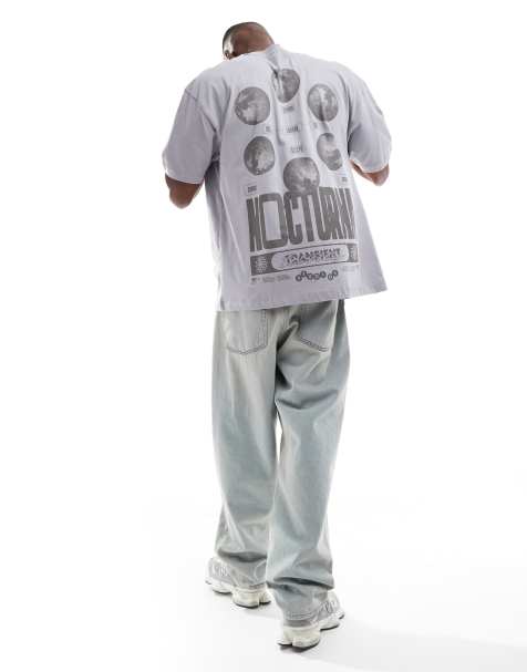 ASOS DESIGN oversized t-shirt with celestial graphic in grey - view 1